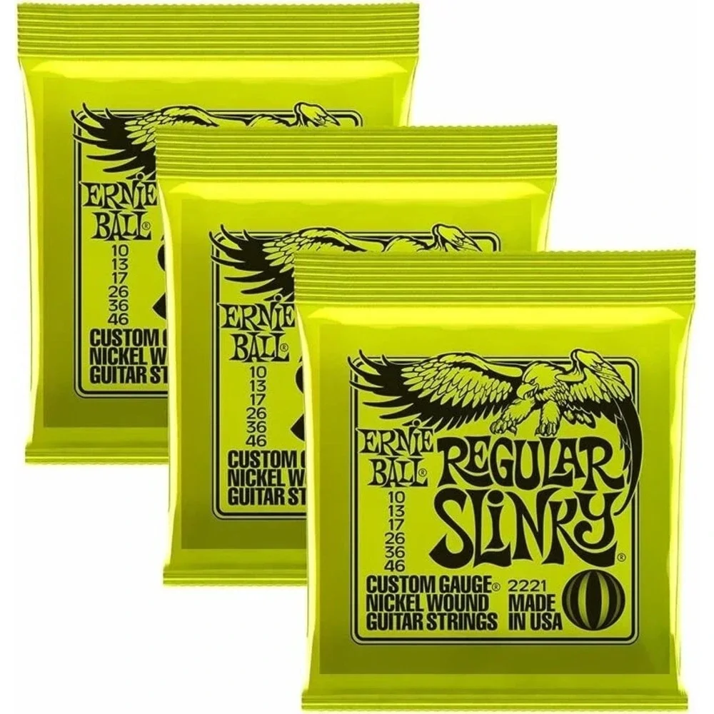 Ernie Ball 2221 Regular Slinky Nickel Wound Electric Guitar Strings 10-46 3-Pack